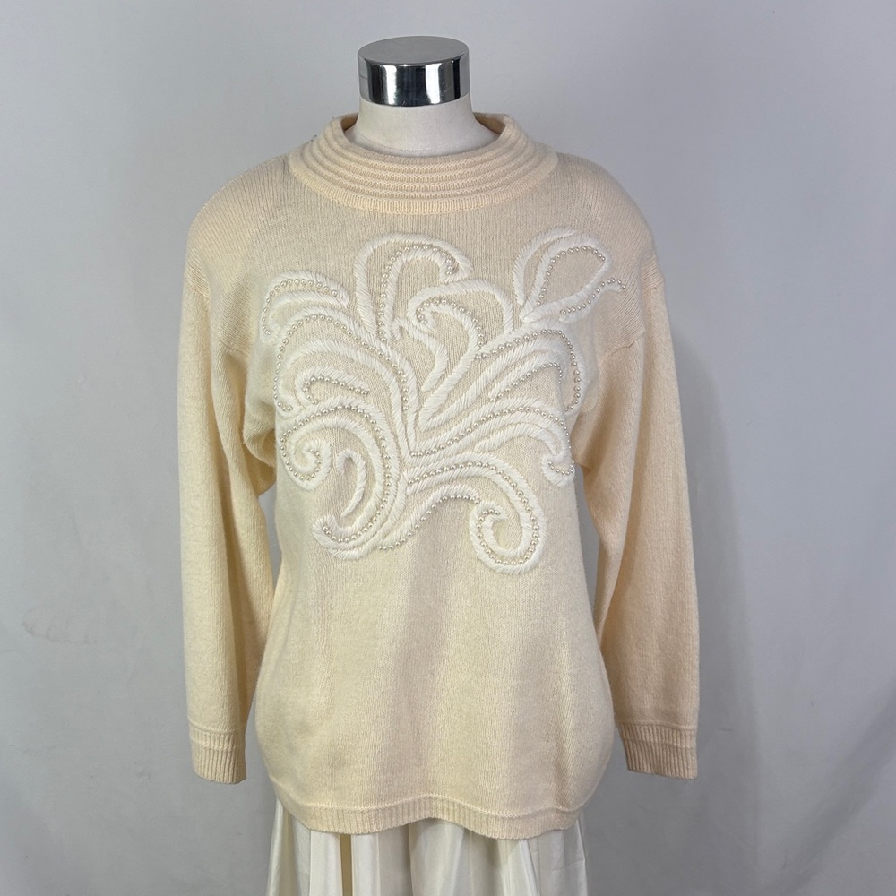 Cream Sweater with Textured Design